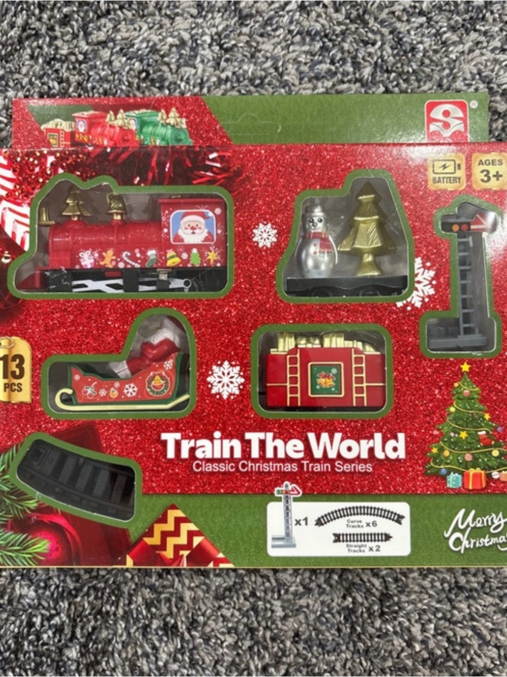 Train The World Classic Christmas Train Set - Red & Gold